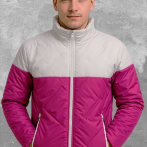 Chaqueta Acolchada Bicolor Magenta y Blanco