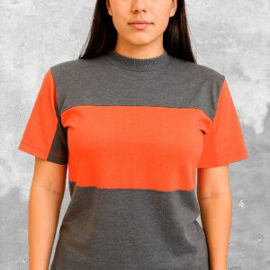 Camiseta Cuello Redondo Color Block para Mujer