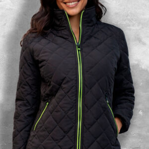 Chaqueta Negra Impermeable Acolchada para Mujer