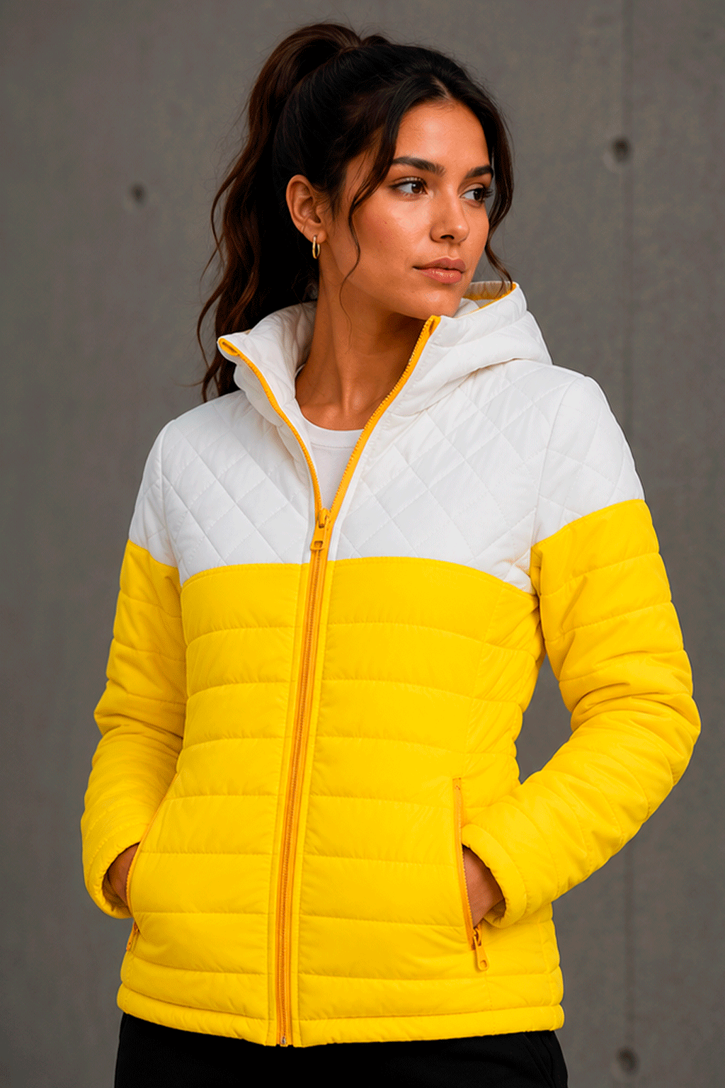 Chaqueta para mujer blanca y amarilla talla M JG Studio