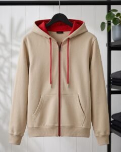 Frente de buzo beige en algodón 330 gramos Colgado