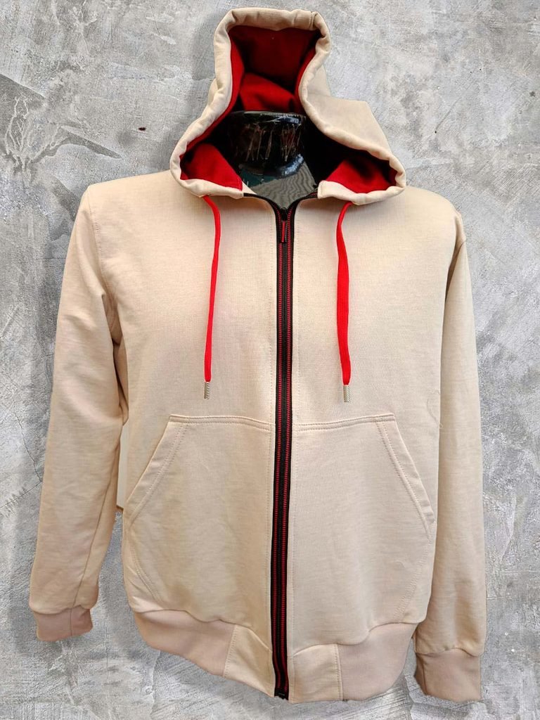Hoodies beige con cierre 100% algodón JG Studio
